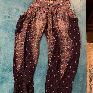 Purple and Pink Wide Leg Pants with Relaxed Silhouette